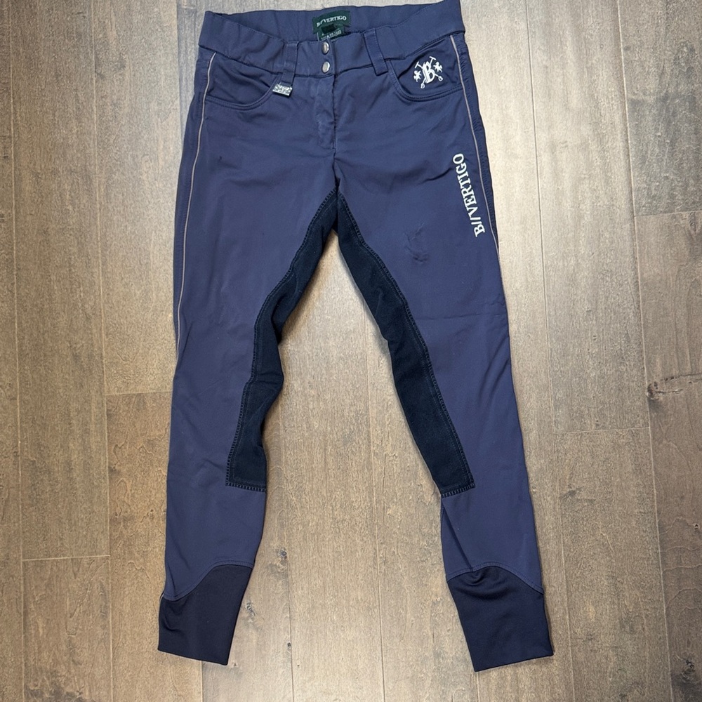 B Vertigo Navy Full Seat Riding Breeches Women’s Medium EU 40 Silicone/Stretch